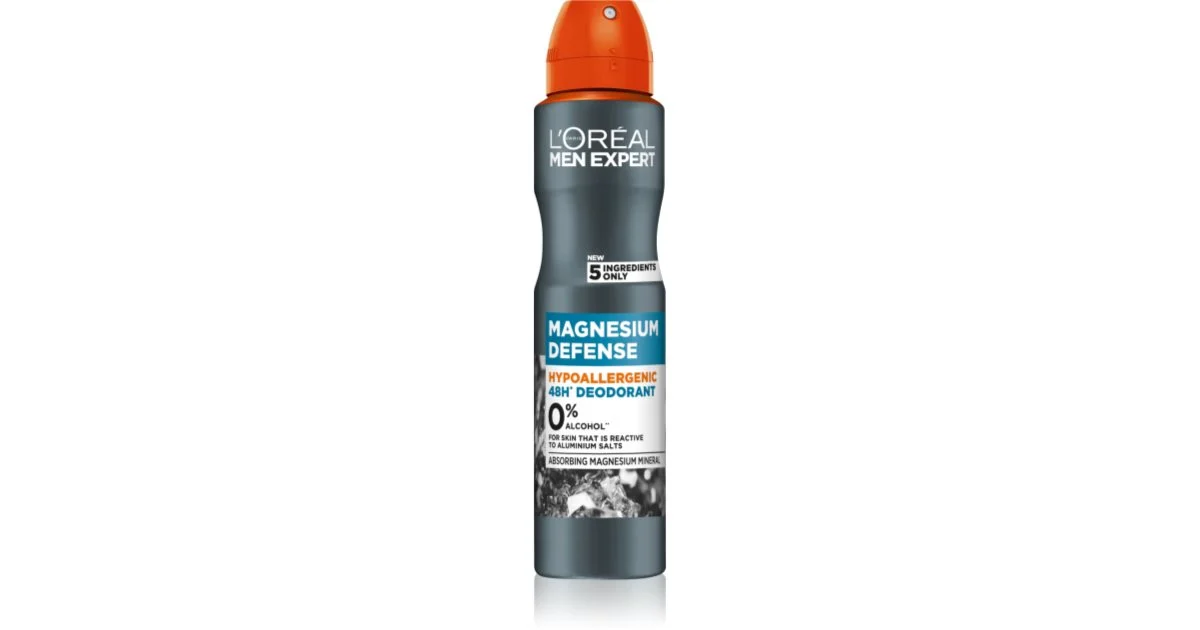 L'Oréal Men Expert Magnesium Defence – dezodorant w sprayu 48h (hipoalergiczny, z tlenkiem magnezu), 250 ml