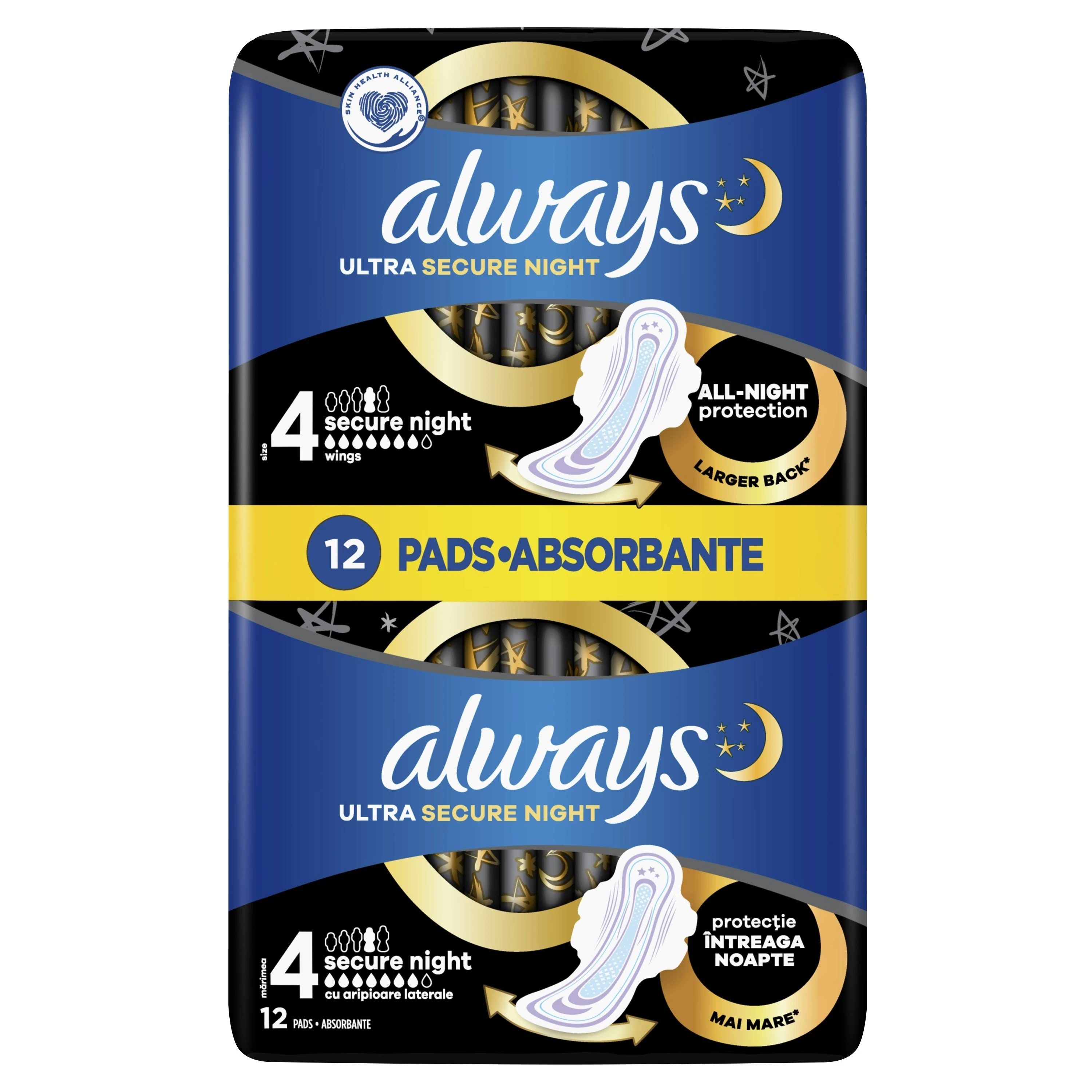 Always Ultra Secure Night Sanitary Pads 12 Count
