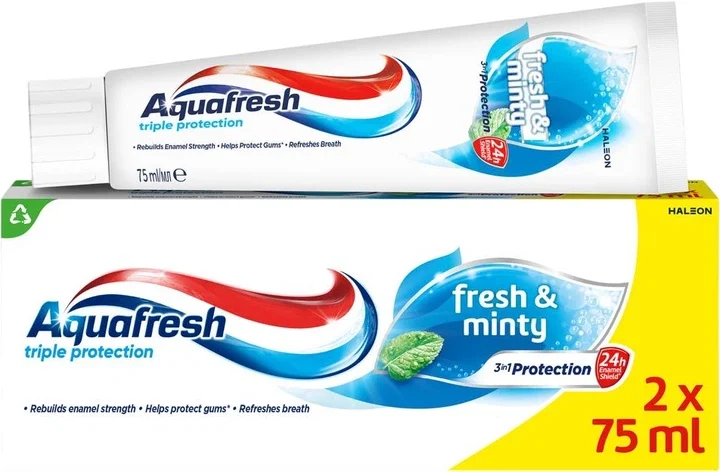 Aquafresh Toothpaste Fresh Mint 2x75ml
