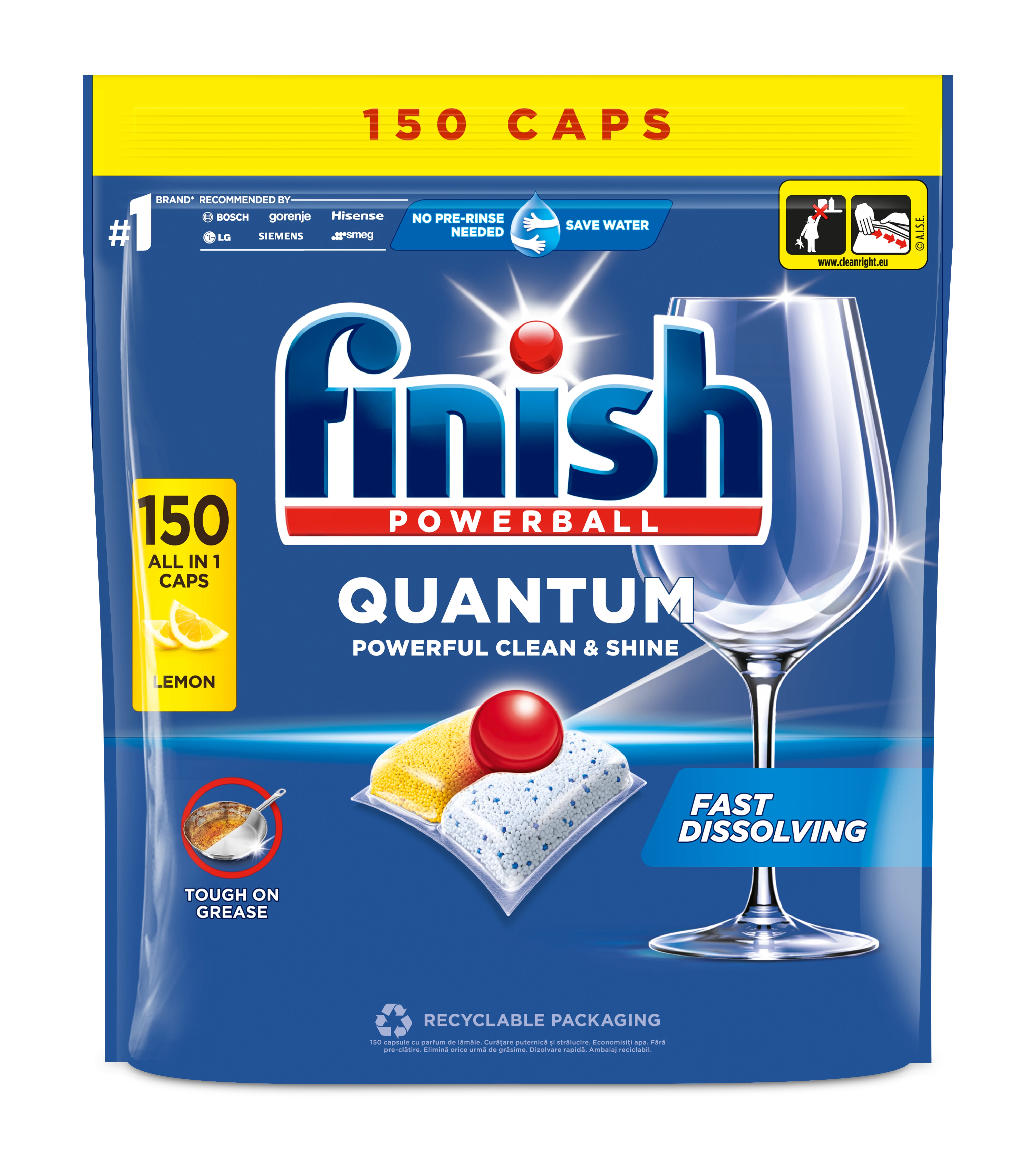 Finish Quantum Dishwasher Tabs Lemon 150pcs
