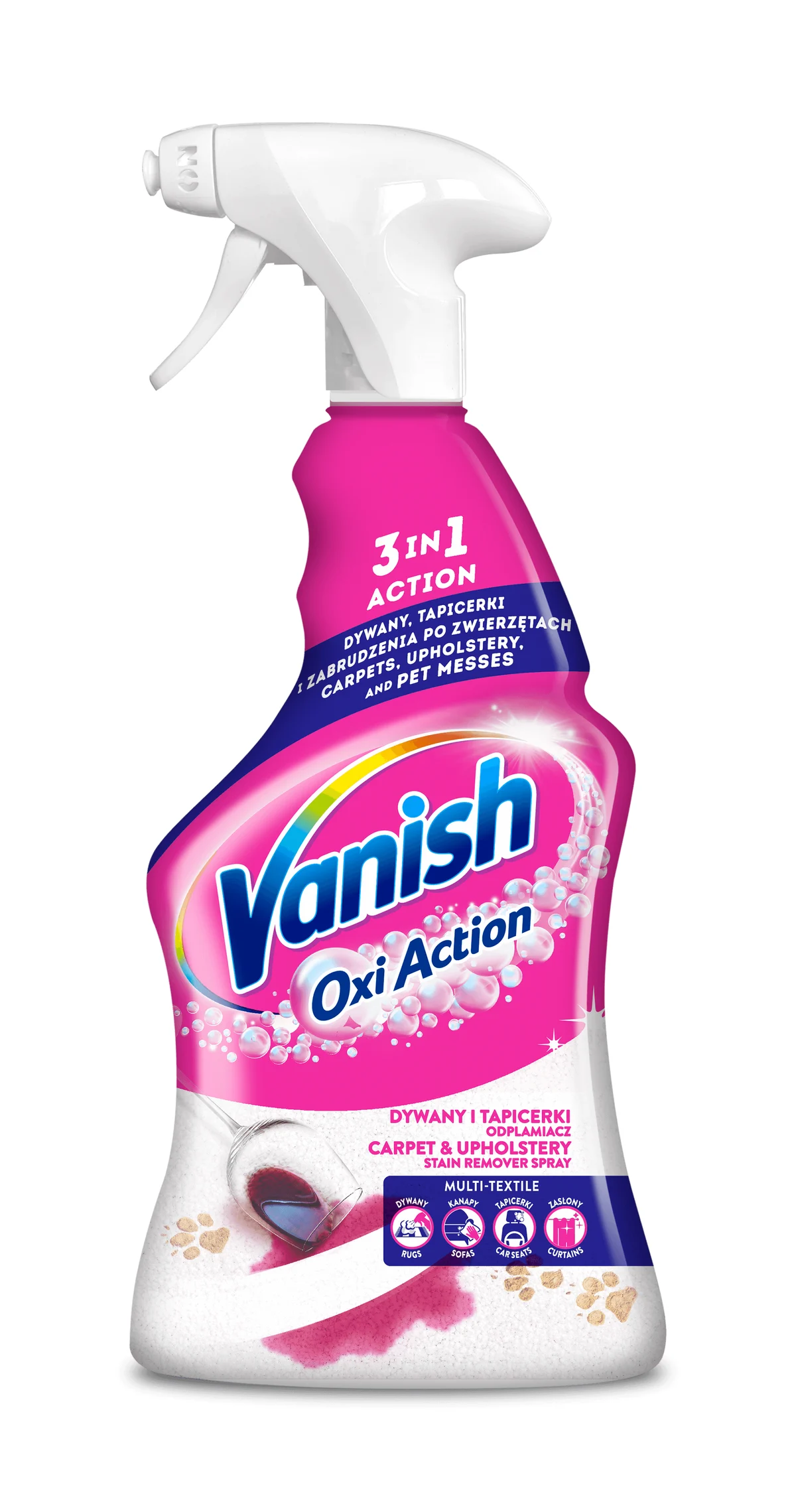 Vanish Carpet And Upholstery Stain Remover 500ml Oxi Action 3in1 Spray