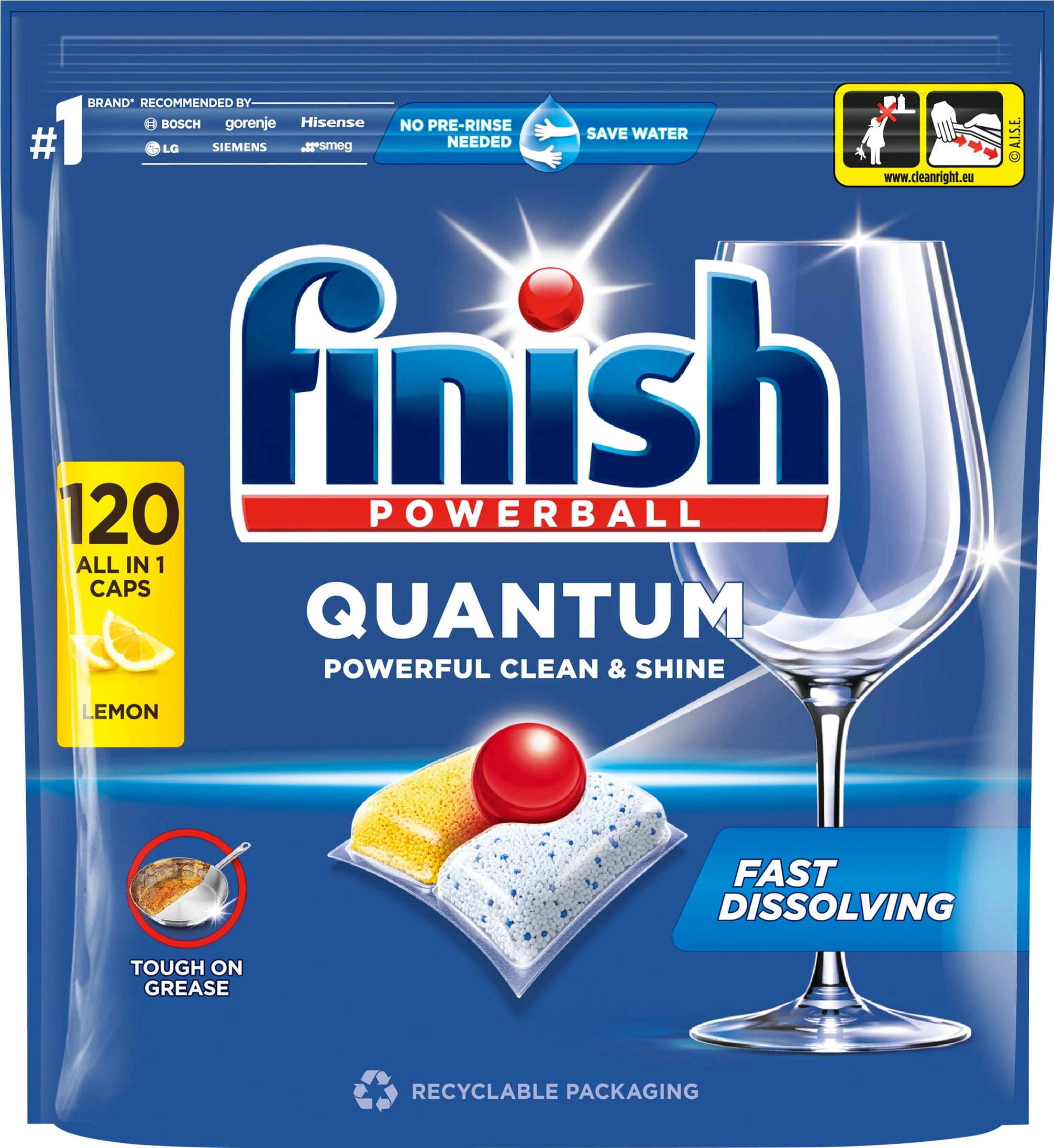 Finish Quantum All In 1 Dishwasher Tabs Lemon 120pcs